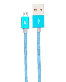   Hoco - UPM08 műanyag hálós micro USB adat/töltő kábel 120 cm - kék