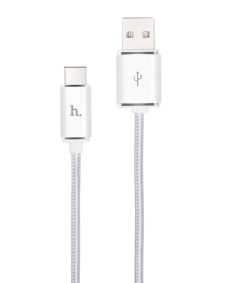   Hoco - UPT01 alu fej és fémszálas szövet 10 Gbit/s írás/olv. USB-C 3.1 adat/töltő kábel 120 cm - ezüst