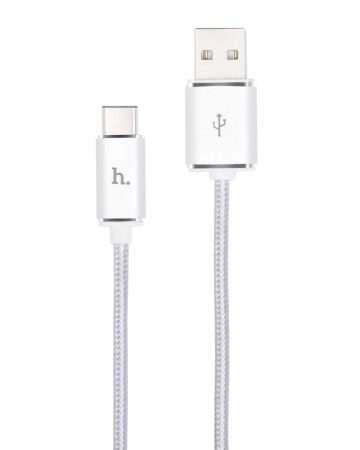 Hoco - UPT01 alu fej és fémszálas szövet 10 Gbit/s írás/olv. USB-C 3.1 adat/töltő kábel 120 cm - ezüst