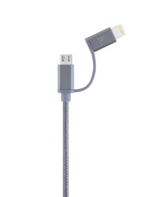   Hoco - UPF02 2in1 micro USB + MFI lightning fej adat/töltő kábel 120 cm - szürke