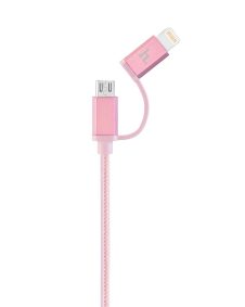   Hoco - UPF02 2in1 micro USB + MFI lightning fej adat/töltő kábel 120 cm - rozéarany