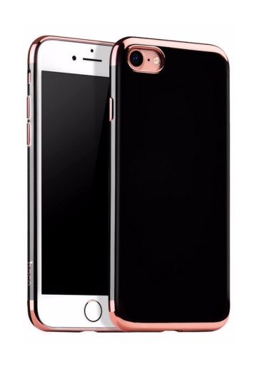 Hoco - Obsidian series fényes felületű iPhone 7/iPhone 8 védőtok fémes széllel -  rozéarany